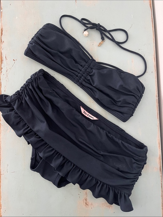 Juicy Couture Other - Juicy Couture Navy Ruffle Bandeau Bikini Small/Medium